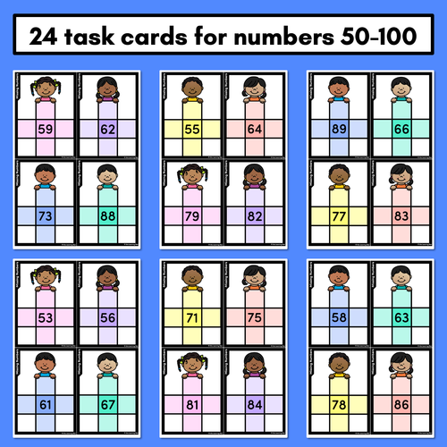 Resource preview 4 for Missing Numbers Before & After, Ten More or Less - Hundred Square Task Cards