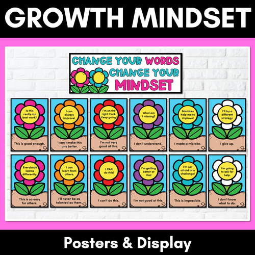 Resource preview 1 for GROWTH MINDSET POSTERS - Change Your Words, Change Your Mindset Display