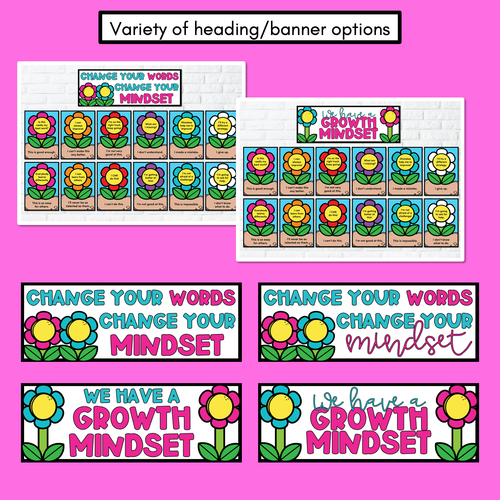 Resource preview 2 for GROWTH MINDSET POSTERS - Change Your Words, Change Your Mindset Display