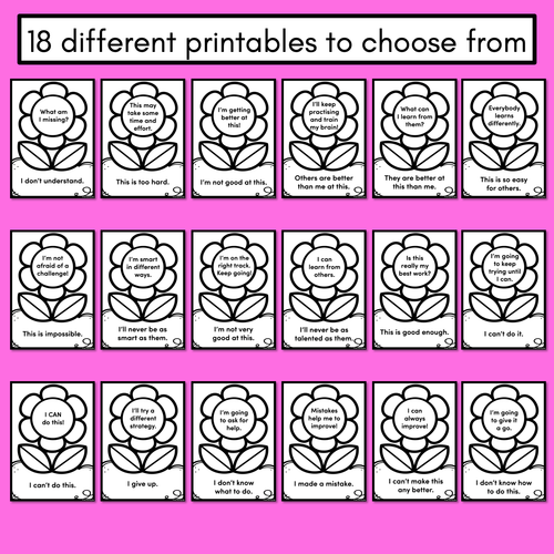 Resource preview 3 for GROWTH MINDSET PRINTABLES - Change Your Words, Change Your Mindset Worksheets