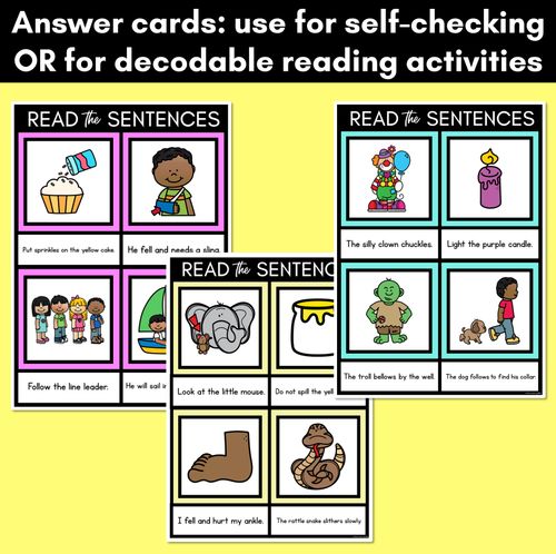 Resource preview 4 for L Phoneme Decodable Sentence Mats - Read & Match