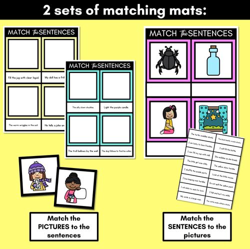 Resource preview 3 for L Phoneme Decodable Sentence Mats - Read & Match