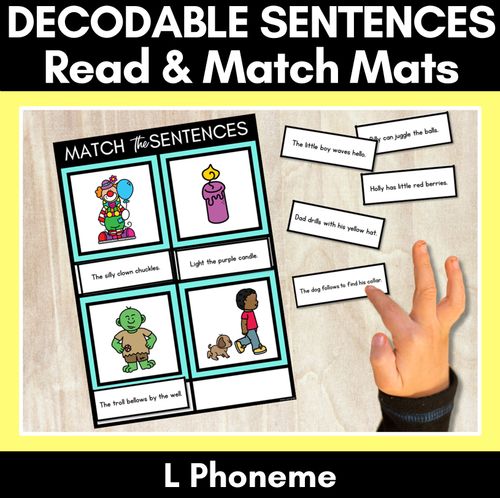 Resource preview 1 for L Phoneme Decodable Sentence Mats - Read & Match