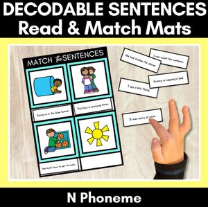 N Phoneme Decodable Sentence Mats - Read & Match