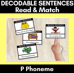 P Phoneme Decodable Sentences - Read & Match