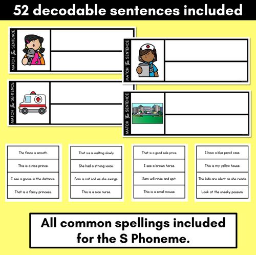 Resource preview 2 for S Phoneme Decodable Sentences - Read, Match & Write