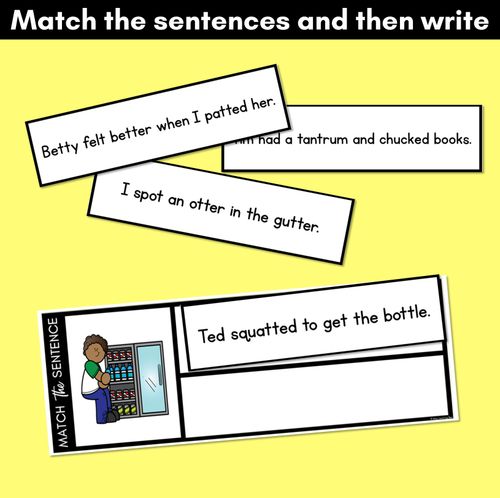 Resource preview 3 for T Phoneme Decodable Sentences - Read, Match & Write