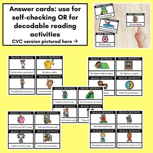 Resource preview 3 for V Phoneme Decodable Sentences - Read & Match