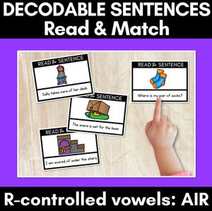 R-Controlled Vowels AIR Phoneme Decodable Sentences - Read & Match