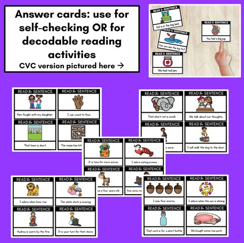 Resource preview 3 for R-Controlled Vowels OR Phoneme Decodable Sentences - Read & Match