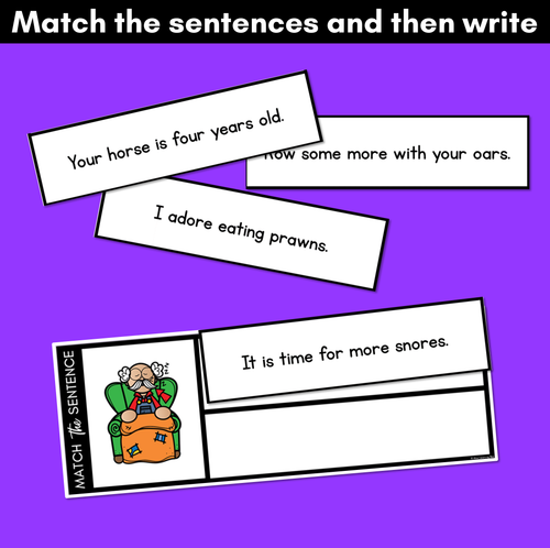 Resource preview 3 for R-Controlled Vowels OR Phoneme Decodable Sentences - Read, Match & Write