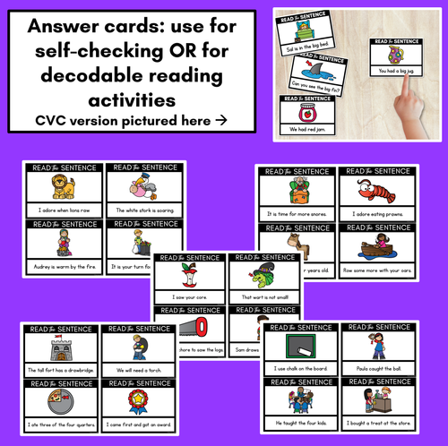 Resource preview 4 for R-Controlled Vowels OR Phoneme Decodable Sentences - Read, Match & Write