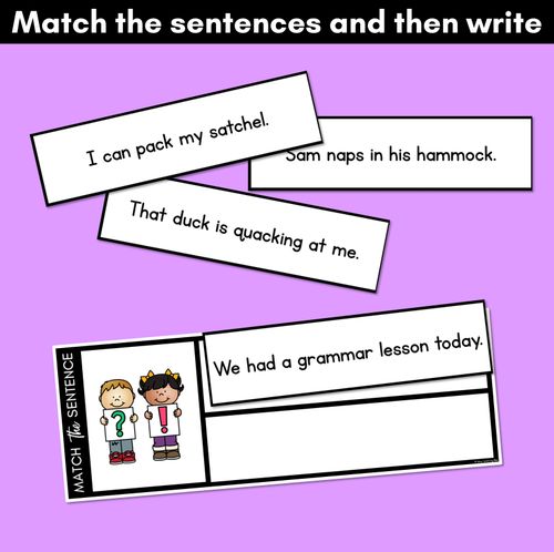 Resource preview 4 for Short A Phoneme Decodable Sentences - Read, Match & Write