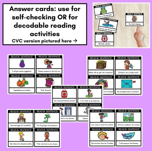 Resource preview 4 for Short E Phoneme Decodable Sentences - Read, Match & Write