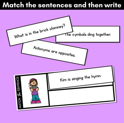 Resource preview 3 for Short I Phoneme Decodable Sentences - Read, Match & Write