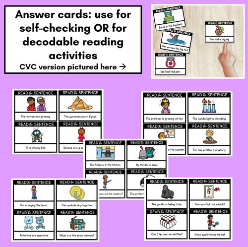 Resource preview 4 for Short I Phoneme Decodable Sentences - Read, Match & Write