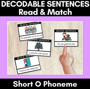 Short O Phoneme Decodable Sentences - Read & Match