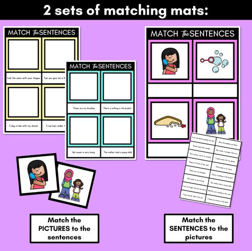 Resource preview 3 for Short U Phoneme Decodable Sentence Mats - Read & Match