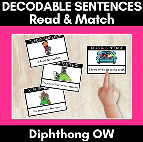 Resource preview 1 for OW Diphthong Decodable Sentences - Read & Match