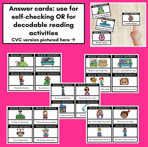 Resource preview 3 for OW Diphthong Decodable Sentences - Read & Match