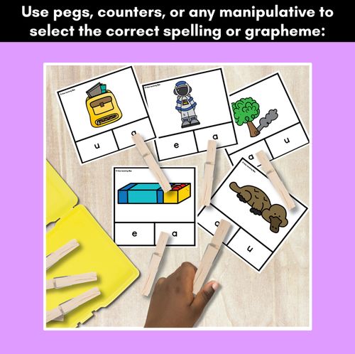 Resource preview 4 for Short Vowel Phoneme A Clip Cards - Vowel Sounds Phonics Game