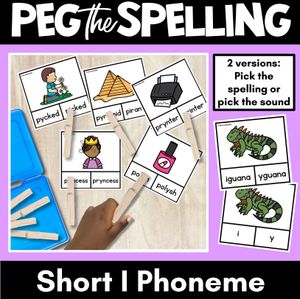 Short Vowel Phoneme I Clip Cards - I, Y - Vowel Sounds Phonics Game