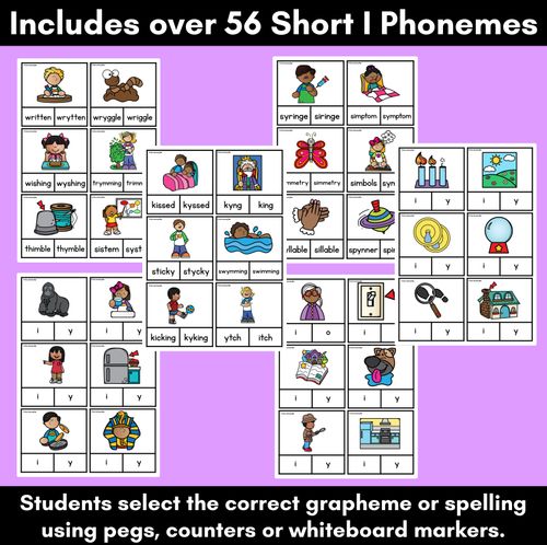 Resource preview 2 for Short Vowel Phoneme I Clip Cards - I, Y - Vowel Sounds Phonics Game