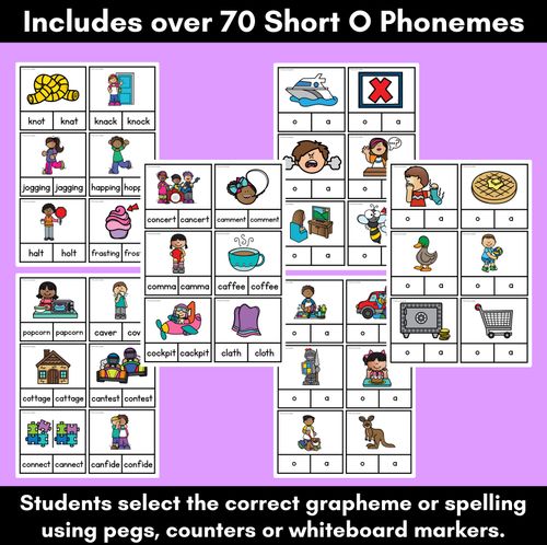 Resource preview 2 for Short Vowel Phoneme O Clip Cards - O and A - Vowel Sounds Phonics Game