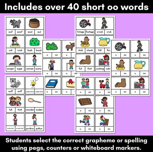 Resource preview 2 for Vowel Phoneme Short OO Clip Cards - OO, U - Vowel Sounds Phonics Game