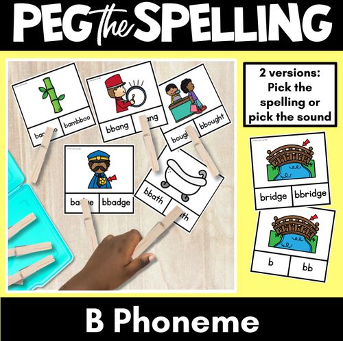 Resource preview 1 for Consonant Phoneme B Clip Cards - B, BB - Consonant Sounds Phonics Game