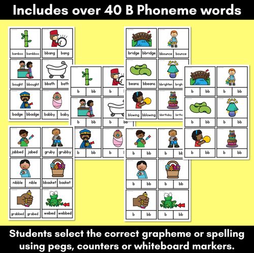 Resource preview 2 for Consonant Phoneme B Clip Cards - B, BB - Consonant Sounds Phonics Game