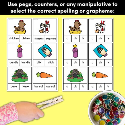 Resource preview 3 for Consonant Phoneme C Clip Cards - C, CK, K - Consonant Sounds Phonics Game