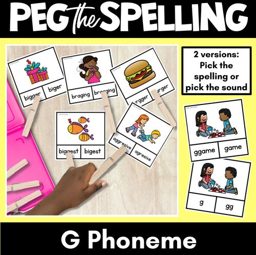 Resource preview 1 for Consonant Phoneme G Clip Cards - G, GG - Consonant Sounds Phonics Game