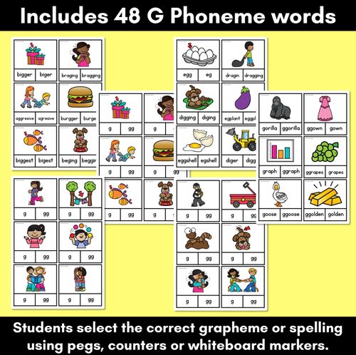 Resource preview 2 for Consonant Phoneme G Clip Cards - G, GG - Consonant Sounds Phonics Game