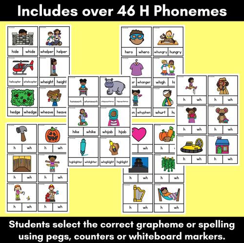 Resource preview 2 for Consonant Phoneme H Clip Cards - Consonant Sounds Phonics Game