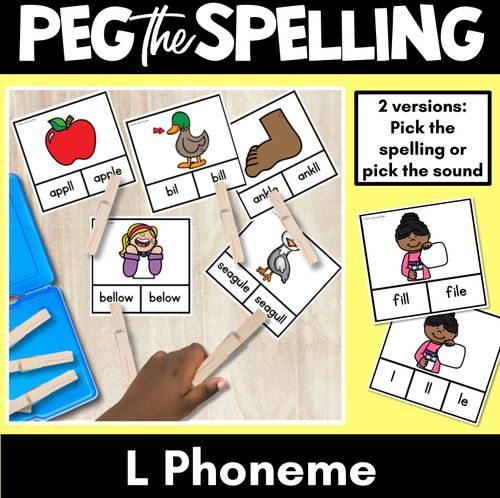 Resource preview 1 for Consonant Phoneme L Clip Cards - L, LL, LE - Consonant Sounds Phonics Game