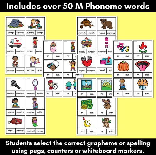 Resource preview 2 for Consonant Phoneme M Clip Cards - M, MM - Consonant Sounds Phonics Game