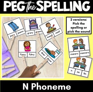 Consonant Phoneme N Clip Cards - N, NN, KN - Consonant Sounds Phonics Game