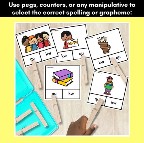 Resource preview 4 for Consonant Phoneme QU Clip Cards - Consonant Sounds Phonics Game