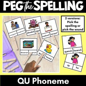 Consonant Phoneme QU Clip Cards - Consonant Sounds Phonics Game