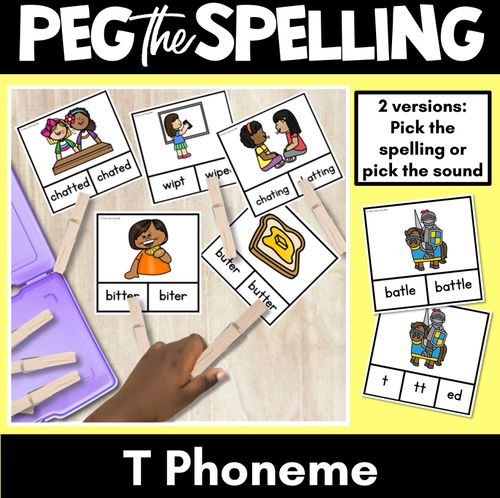 Resource preview 1 for Consonant Phoneme T Clip Cards - T, TT, ED - Consonant Sounds Phonics Game