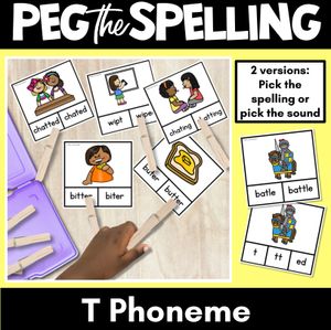 Consonant Phoneme T Clip Cards - T, TT, ED - Consonant Sounds Phonics Game