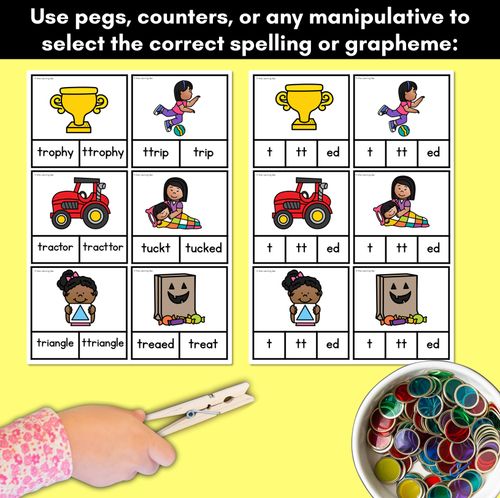 Resource preview 3 for Consonant Phoneme T Clip Cards - T, TT, ED - Consonant Sounds Phonics Game