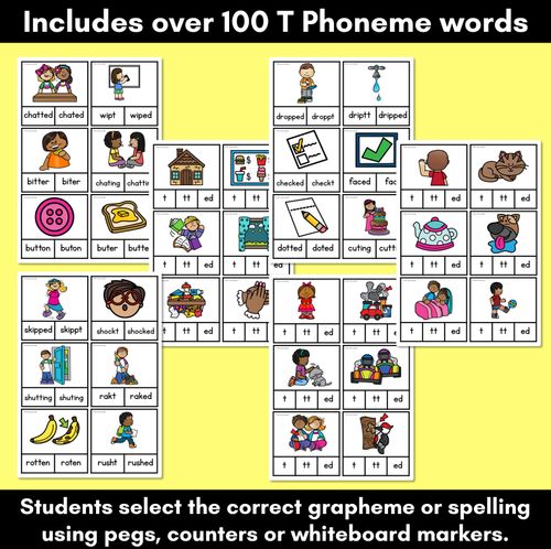 Resource preview 2 for Consonant Phoneme T Clip Cards - T, TT, ED - Consonant Sounds Phonics Game