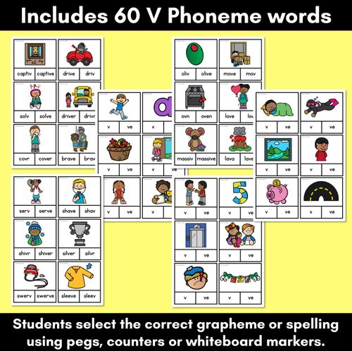 Resource preview 2 for Consonant Phoneme V Clip Cards - V, VE - Consonant Sounds Phonics Game