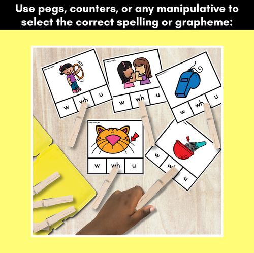 Resource preview 4 for Consonant Phoneme W Clip Cards - W, WH, U - Consonant Sounds Phonics Game