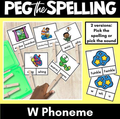 Resource preview 1 for Consonant Phoneme W Clip Cards - W, WH, U - Consonant Sounds Phonics Game