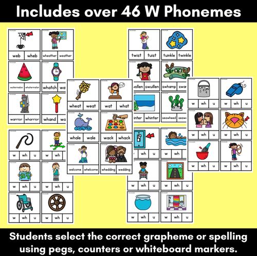 Resource preview 2 for Consonant Phoneme W Clip Cards - W, WH, U - Consonant Sounds Phonics Game