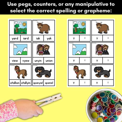 Resource preview 3 for Consonant Phoneme Y Clip Cards - Y, I - Consonant Sounds Phonics Game