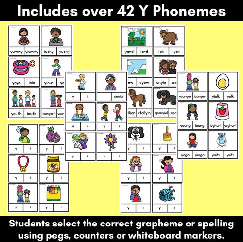 Resource preview 2 for Consonant Phoneme Y Clip Cards - Y, I - Consonant Sounds Phonics Game